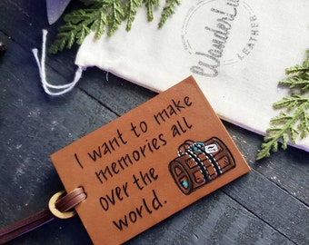 Suitcase Luggage Tag. Custom Quote Lugggage Tag. Handmade Luggage Tags.