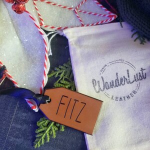 Personalized Stocking Tag. Leather Stocking Tag. Name Stocking Tag.