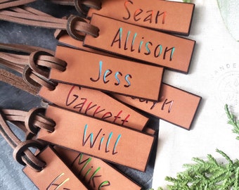 Leather Place Card. Leather Name Cards. Wedding Place Cards. Rustic Wedding Place Card.