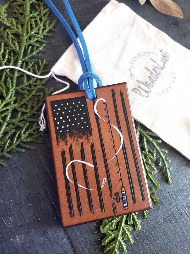 Fishing Tag. Mens Luggage Tag. Fishing Luggage Tag. Flag Luggage Tag. Father's Day Luggage Tag. image 1