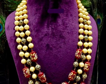 Handmade Tanjore mala with Earrings, Sabyasachi jewellery, Bollywood Necklace, Hollywood Necklace, Indian jewellery, Charm Necklace.