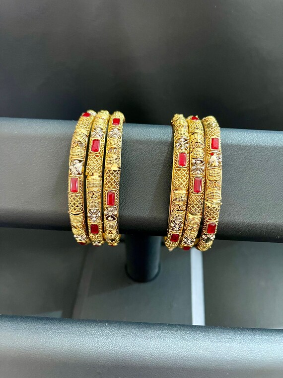 Gold Plated Indian Bangles: Designer Pakistani Jewelry