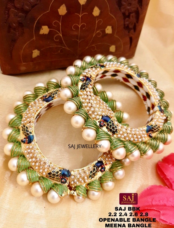Indian Ethnic Rajasthani Kada Bangle Jadau Meenakari bangles