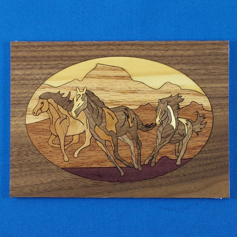 Marquetry Wood Craft Kit Mustangs Etsy