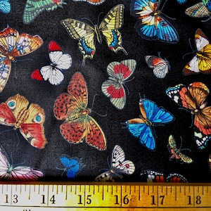 Butterfly Garden Black 100% Cotton by Studio Voltaire for Elizabeth's Studio, LLC.