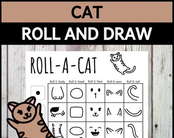 Roll-a-cat Roll And Draw a Cat Game Animal Dice Drawing Activity For Kids (Printable PDF)