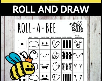 Roll-a-bee Roll And Draw a Bee Game Spring Dice Drawing Activity For Kids (Printable PDF)