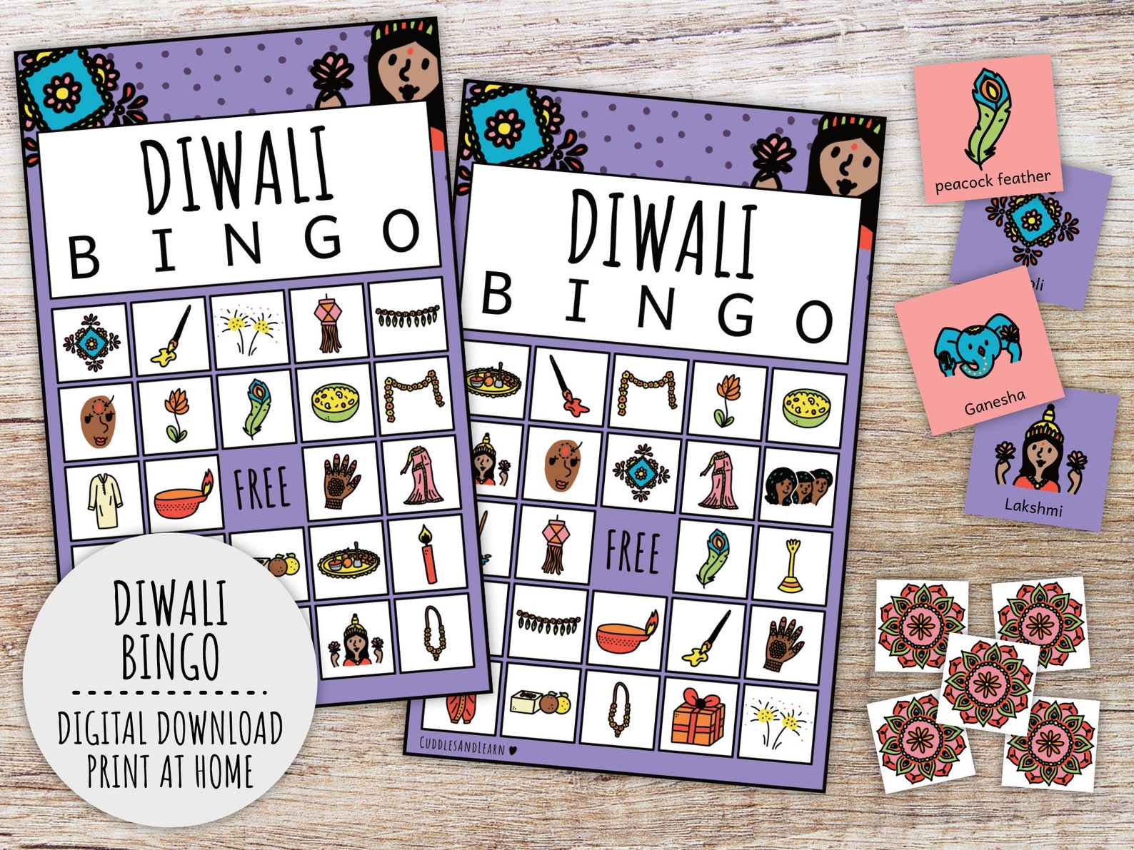 Diwali Bingo Game for Kids, Kids Deepavali Party Game, Classroom Game ...