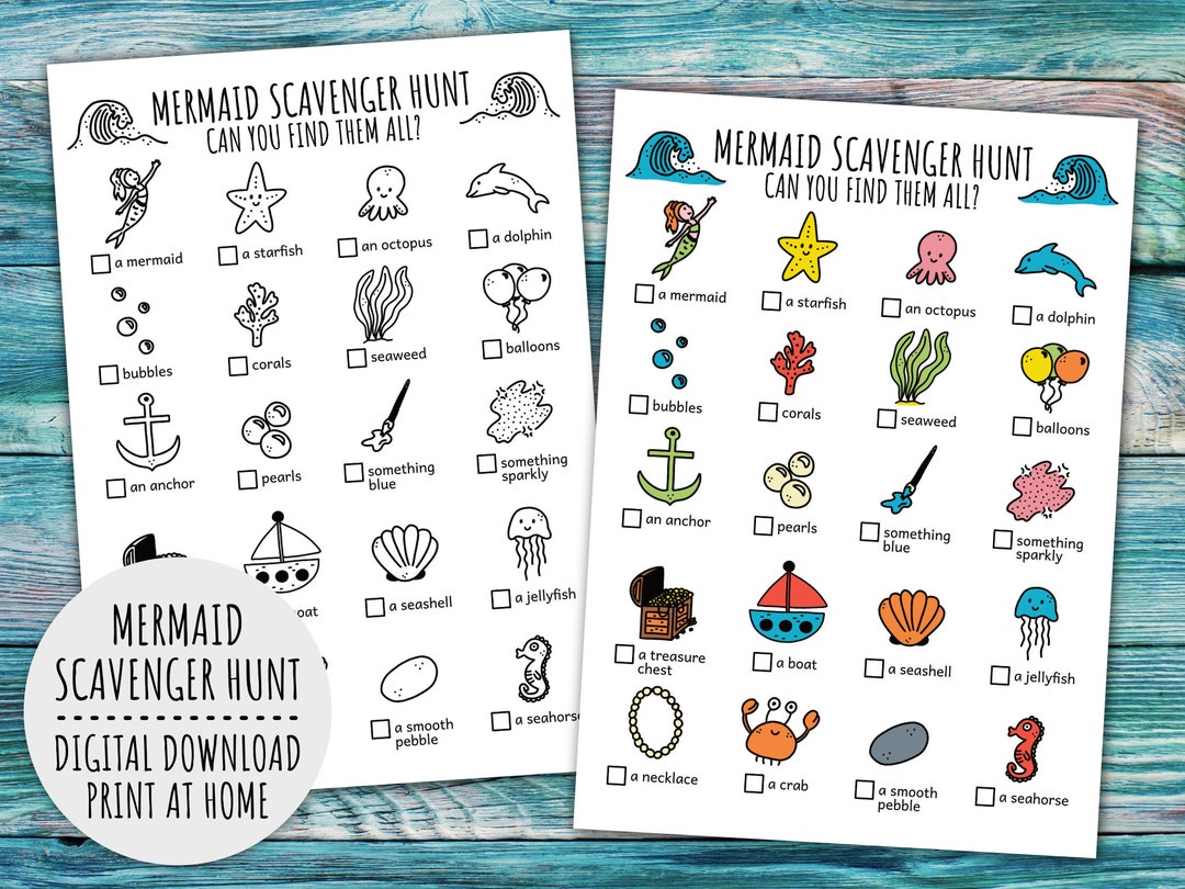 Mermaid Scavenger Hunt for Kids, Magical Sea Treasure Hunt, Mermaid ...