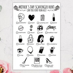 Mother's Day Scavenger Hunt for Kids, Indoor Kids Activity and Mother's ...