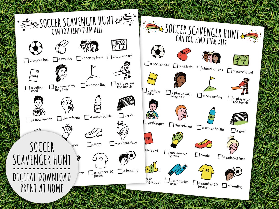 Soccer Scavenger Hunt for Kids, Football Treasure Hunt and Football