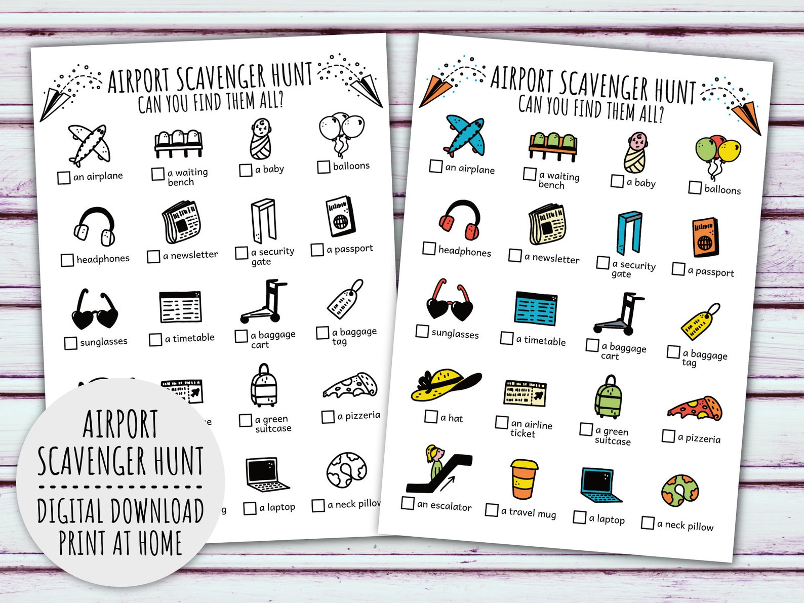 Airport Scavenger Hunt for Kids, Travel Treasure Hunt, Family Vacation ...