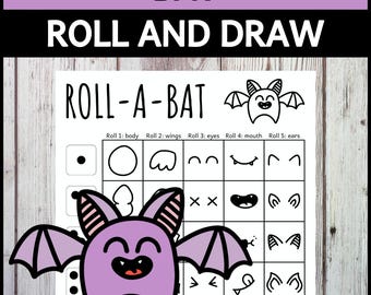 Roll-a-Bat Roll And Draw an Halloween Bat Game Spring Dice Drawing Activity For Kids (Printable PDF)