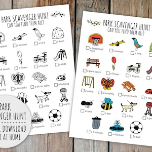 Park Scavenger Hunt For Kids, Outdoors Kids Activity, Printable Game And City Park Treasure Hunt (Printable PDF in Color + B/W)