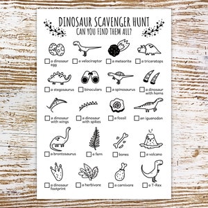 Dinosaur Scavenger Hunt for Kids, Dino Treasure Hunt and Dinosaur ...