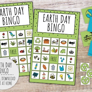 Earth Day Bingo Game for Kids - Printable Eco-Friendly Activity, Fun Classroom Game, Nature Learning Worksheet
