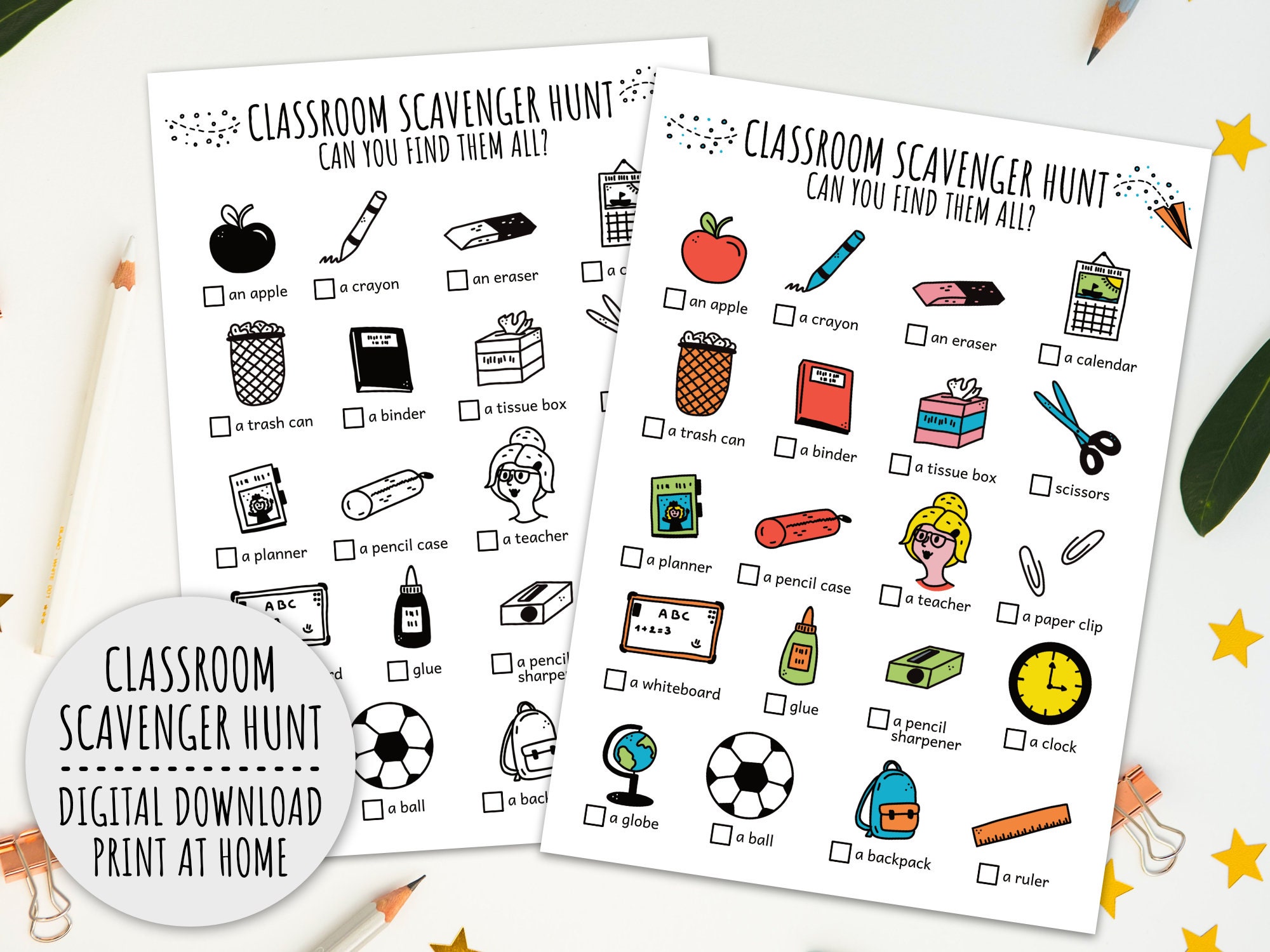 Classroom Scavenger Hunt for Kids, School Activity, Games for Class and ...