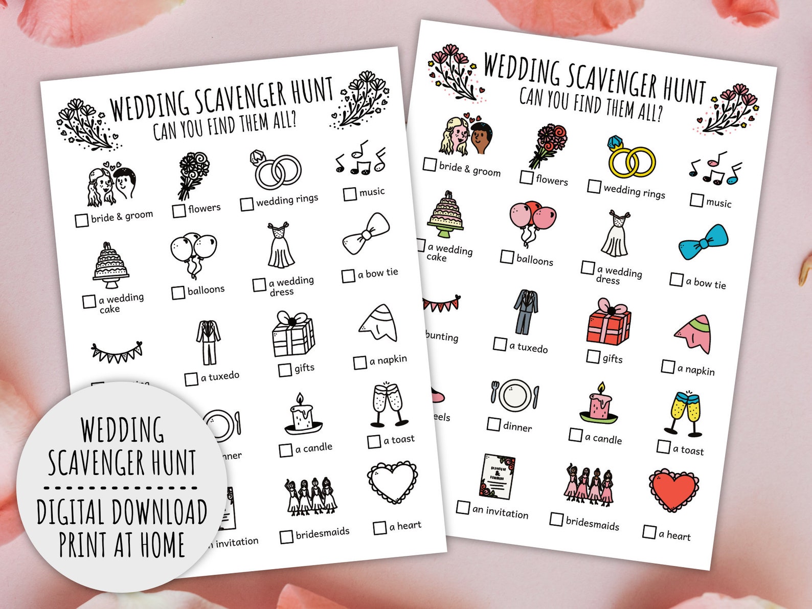 Wedding Scavenger Hunt for Kids, Bridal Romantic Treasure Hunt