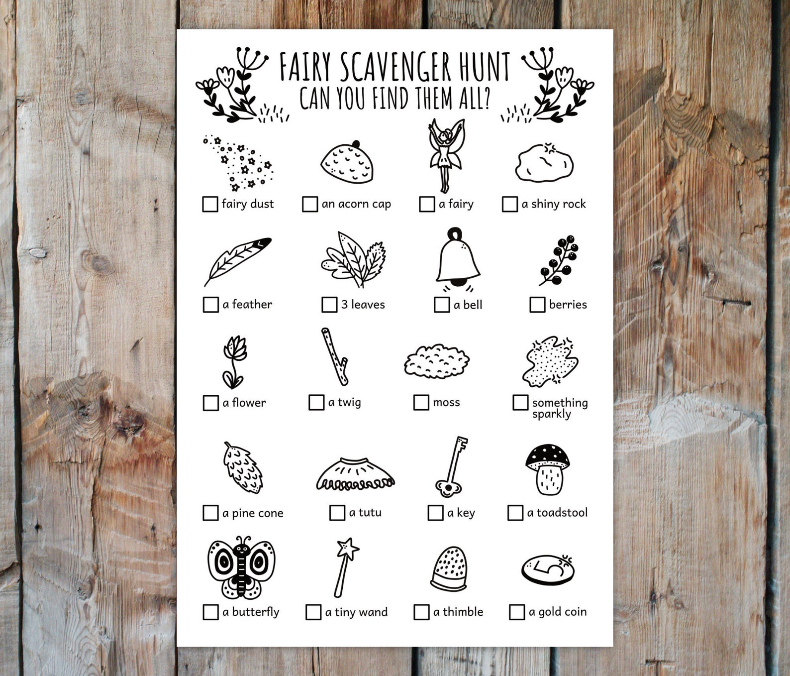 Fairy Scavenger Hunt for Kids, Magical Forest Treasure Hunt, Outdoor ...