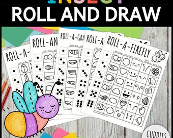 Insect Roll And Draw Game Spring Bugs Dice Drawing Activity For Kids BUNDLE (Printable PDF)