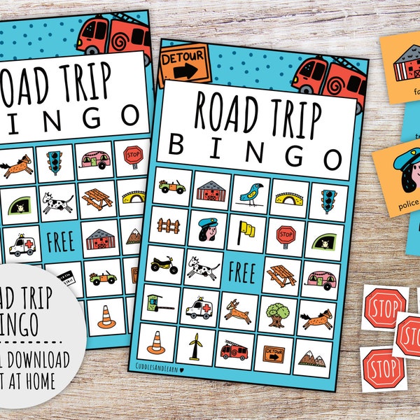 Road Trip Bingo Game For Kids, Kids Travel Party Game, Classroom Game And Summer Break Roadtrip Family Car Activity (Printable PDFs)