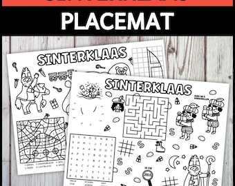 Sinterklaas Placemat Puzzels & Spelletjes Sint voor Kinderen Printable PDF