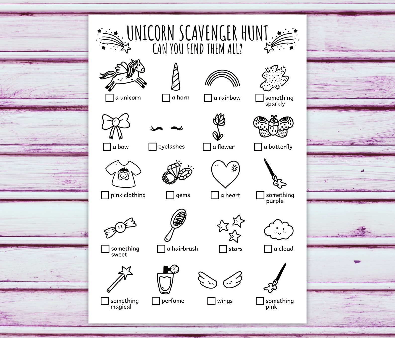 Unicorn Scavenger Hunt for Kids, Magical Unicorn Treasure Hunt and Unicorn Girl Birthday Party ...