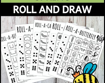Spring Roll And Draw Game Spring Dice Drawing Activity For Kids BUNDLE (Printable PDF)