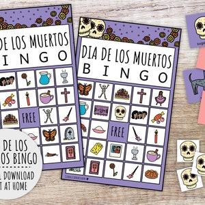 Jogo de bingo Dia De Los Muertos para crianças, jogo de festa infantil, jogo de sala de aula do Dia dos Mortos e atividade familiar mexicana de outono (PDFs para impressão)