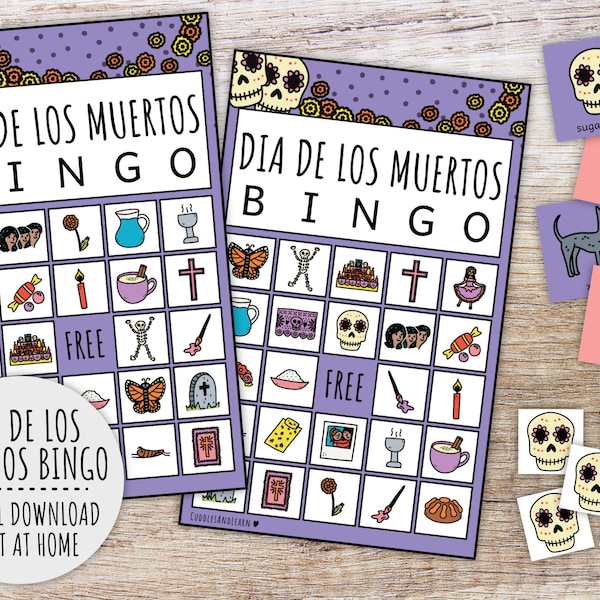 Dia De Los Muertos Bingo Game For Kids, Kids Party Game, Day of the Dead Classroom Game And Autumn Mexican Family Activity (Printable PDFs)