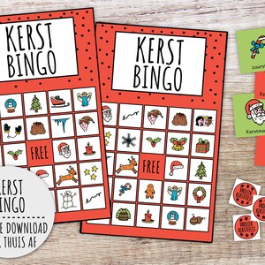 Juego de bingo navideño HOLANDÉS para niños, juego de fiesta navideña, juego de aula preescolar holandés y actividad familiar (PDF imprimibles)