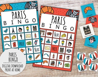 Paris Bingo Game For Kids, Kids Parisian Party Game, Travel Classroom Game And France City Trip Family Activity (Printable PDFs)