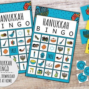 Hanukkah Bingo Game for Kids, Hanukka Party Game, Classroom Game And Jewish Festival of Light Hannukah Family Activity (PDF imprimables)