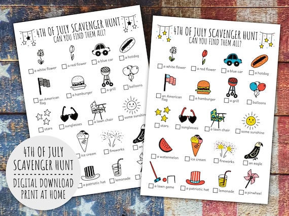 4th of July Scavenger Hunt for Kids Patriotic Kids Activities