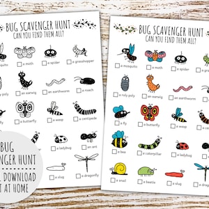 Búsqueda del tesoro de insectos para niños: juego de aventuras con insectos, actividad al aire libre en formato PDF