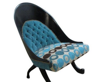 Funky Hollywood Regency Style Modern Scoop Back Fireside Lounge Club Chair A
