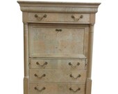 Henredon Charles X Burl Wood Drop Front Secretary Desk Abatant
