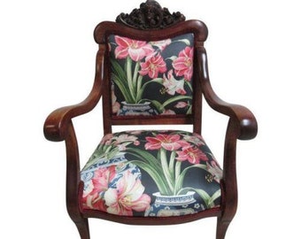 Antique Victorian Figural Carved Fireside Lounge Arm Chair