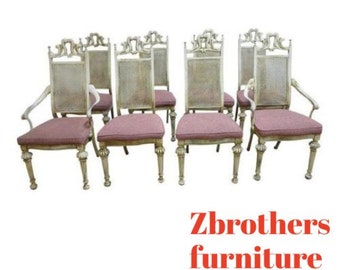 8 Vintage Cast Aluminum French Regency Carved Louis XV Dining Room Chair Set