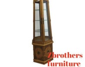 Vintage Gold Gilt French Regency Carved Curio Display Cabinet Vitrine Louis XV