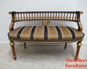 Custom Italian Regency Louis XV Carved Arm Bench Settee Recamier