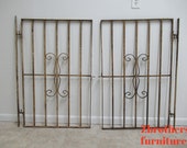 Pair Antique Wrought Iron Scrolled Security Doors Garden Gates w Hardware Hinges
