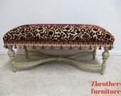 Custom Italian Regency Louis XV Carved X Base Window Bench Settee