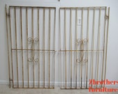 Pair Antique Wrought Iron Scrolled Security Doors Garden Gates w Hardware Hinges
