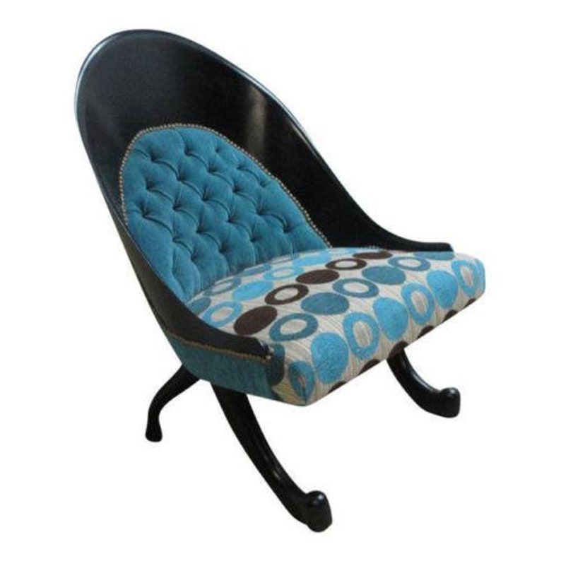 Funky Hollywood Regency Style Modern Scoop Back Fireside Lounge Club Chair A image 1