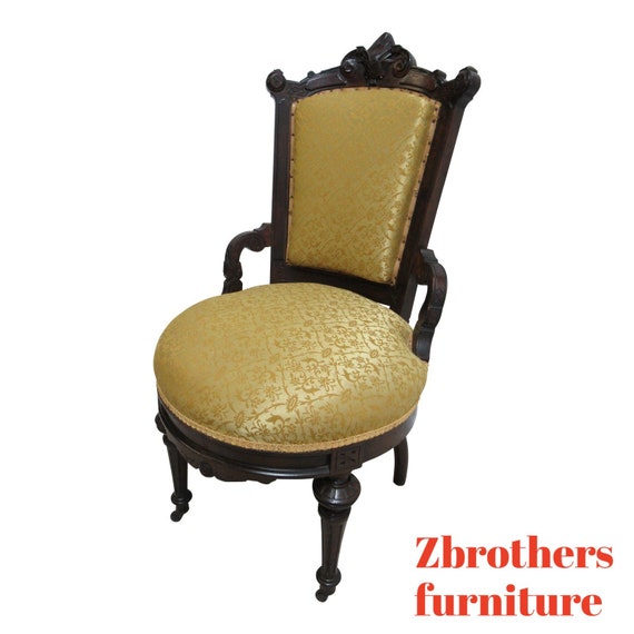 Antique Victorian East Lake Carved Dining Room Side Desk Chair Antique Victorian East Lake Carved