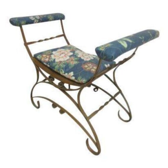 Vintage French Regency Wrought Iron U Bench Foot Stool Vanity Etsy