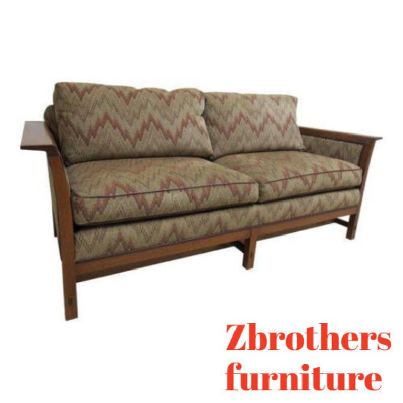 Stickley Tiger Oak Mission Arts Crafts Sofa Couch Settee B