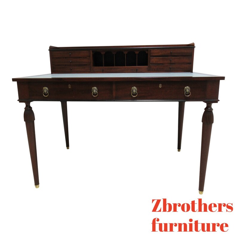 Marshall James Mahogany Leather Top Writing Desk Federal Style