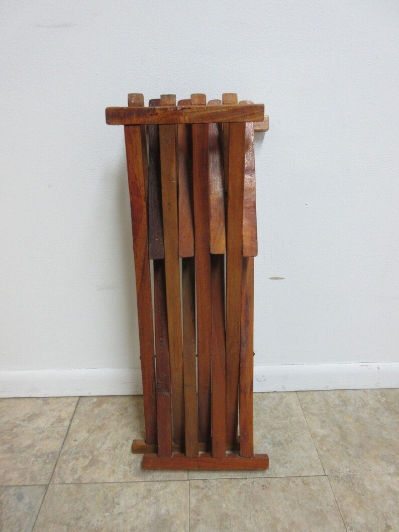 Vintage Campaign X Base Folding Desk Chair Stool End Table Mid Century